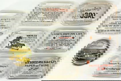 (8) Antique Advertising Paperweights