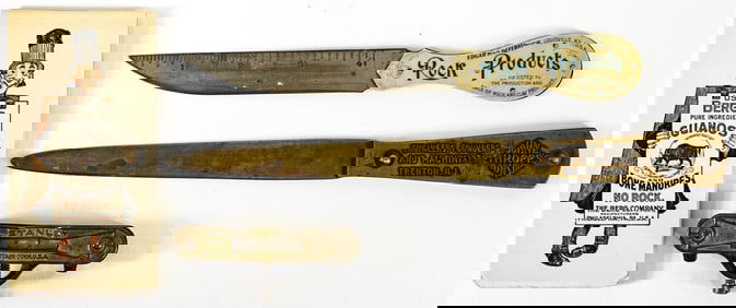 Vintage (4) Advertising Letter Openers; Berg Co.