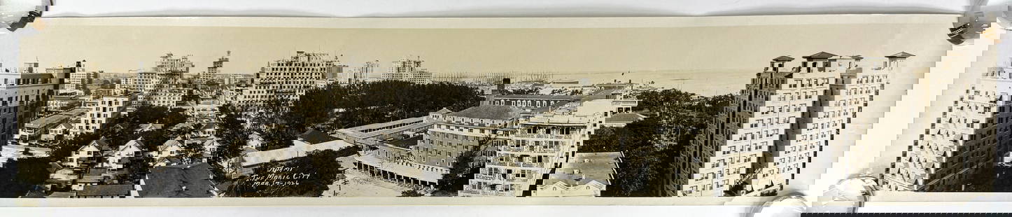 Miami, Florida March 17, 1926 by Pinkington Photo: Miami, Florida March 17, 1926 by Pinkington Panoramic Real Photo. Measures 8 x 41 inches, unframed. VG-EX/EX condition. The absence of a condition report does not imply that the lot is in perfect cond