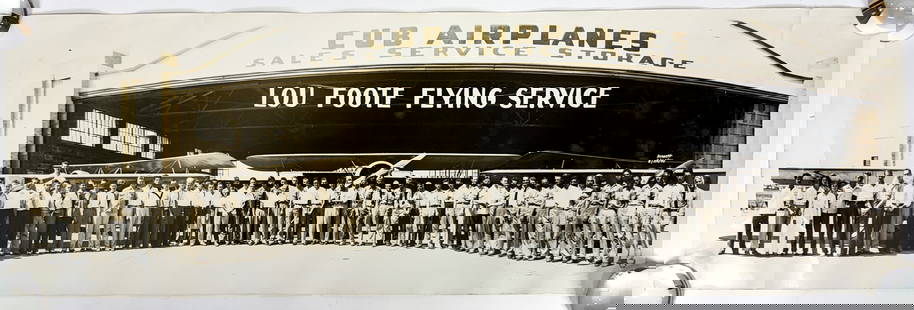 Lou Foote Flying Service/Cub Airplanes Photo: Lou Foote Flying Service/Cub Airplanes Panoramic Real Photo by Bennett (8/24/40). Measures 10 x 31.5 inches, unframed. VG-EX/EX condition. The absence of a condition report does not imply that the lot