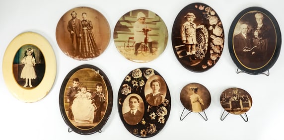 (9) Large Celluloid Portrait Photos-Up To 7.75"