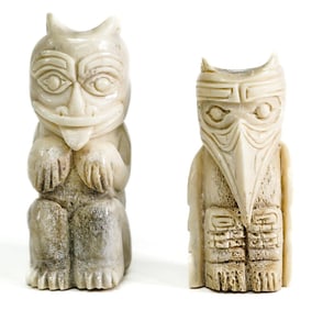 Alaskan Carved (2) Small Bone Totems