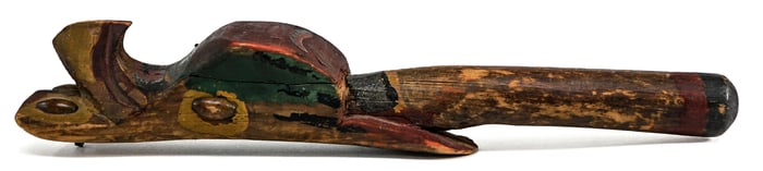Carved Wood Painted 11IN Rattle [Bird]