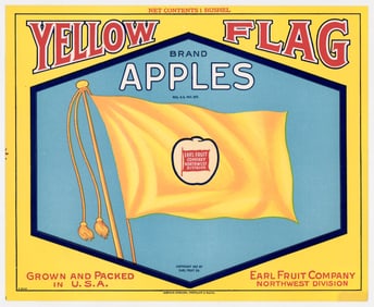 ORIGINAL YELLOW FLAG Apples Crate Label