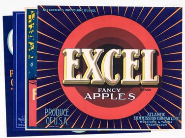 (4) ORIGINAL Apples Crate Labels NOT REPRINTS