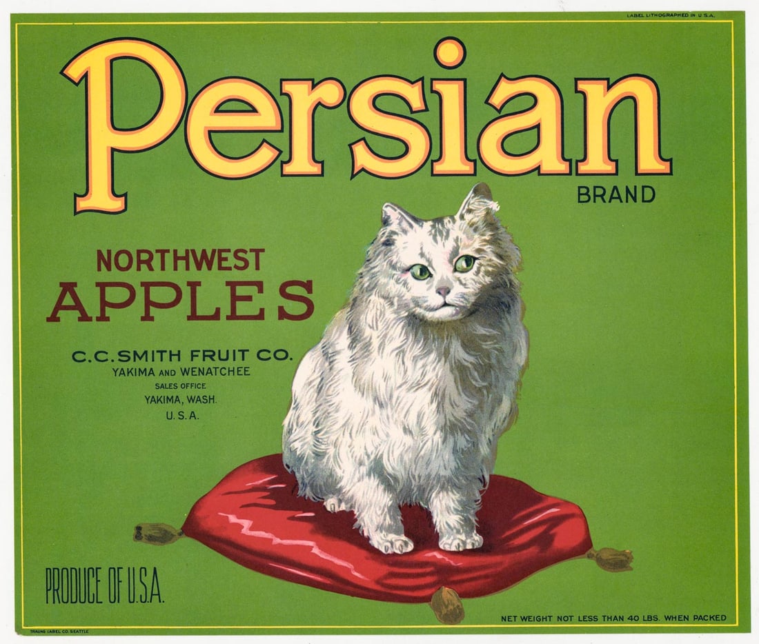 ORIGINAL Persian Apples Crate Label (1 of 2)