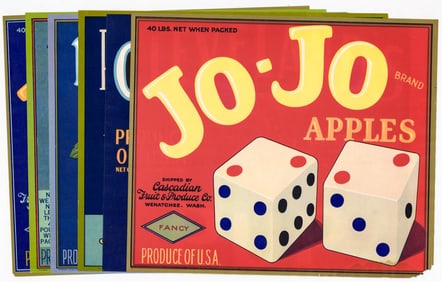 (6) ORIGINAL Apples Crate Labels NOT REPRINTS
