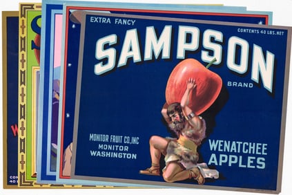 (5) ORIGINAL Apples Crate Labels NOT REPRINTS