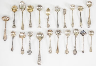 (21) Sterling Salt Spoons Francis I & more