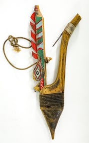 Carved Wood 12IN Halibut Hook Hand Painted Figure