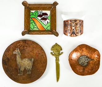 Copper/Metalware (5) Bracelet-Trays Peru, Mexico