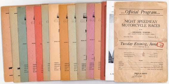 1930's Motorcycle Racing Programs (15 pcs)