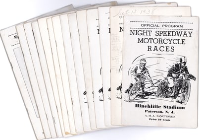 1938 Motorcycle Racing Programs (14 pcs).