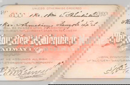1893 The New York & Northern Railway Co. Pass