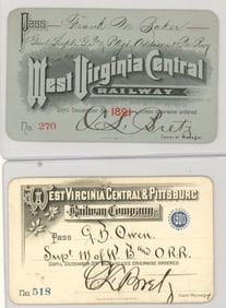 West Virginia Central & Pittsburgh Railway Passes2