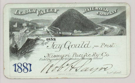 1881 Lehigh Valley Railroad Company Pass