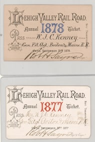 (2) Lehigh Valley Railroad Pass [1877, 1878]