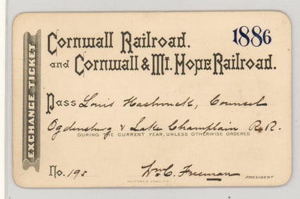 Cornwall Railroad and Cornwall & Mt. Hope Pass