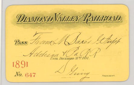 1891 Diamond Valley Railroad Pass (Pennsylvania)