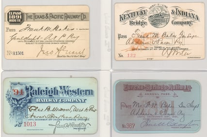 (4) Railroad Passes 1891, 1894