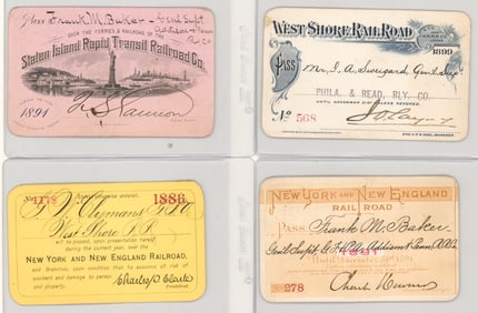(4) Railroad Passes 1886-1899