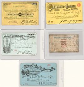 (5) Antique Railroad Passes 1859-1899