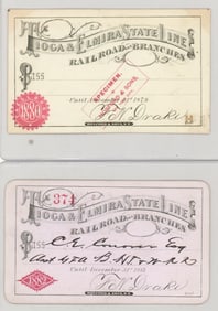 Tioga & Elmira State Line Railroad Passes (2)