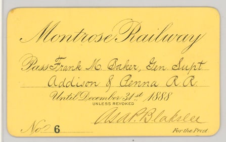 1888 Montrose Railway Pass