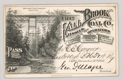1882 Fall Brook Railroad Pass