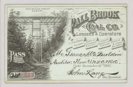 1885 Fall Brook Railroad Pass
