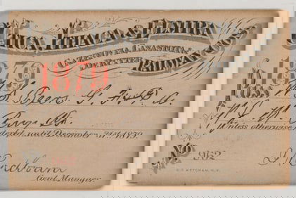 1879 Utica, Ithaca & Elmira Railroad Pass