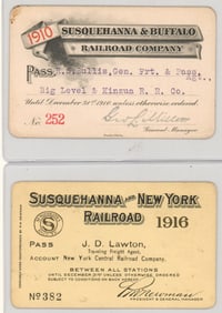 Susquehanna & Buffalo Railroad Company Passes (2)
