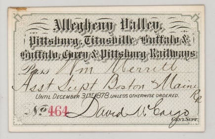 1878 Allegheny Valley, Pittsburgh, Titusville Pass
