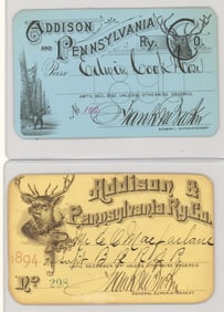 Addison & Pennsylvania Railway Co. Passes (2)