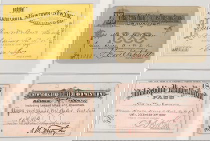 [New York, Philadelphia] 1887-1891 Passes