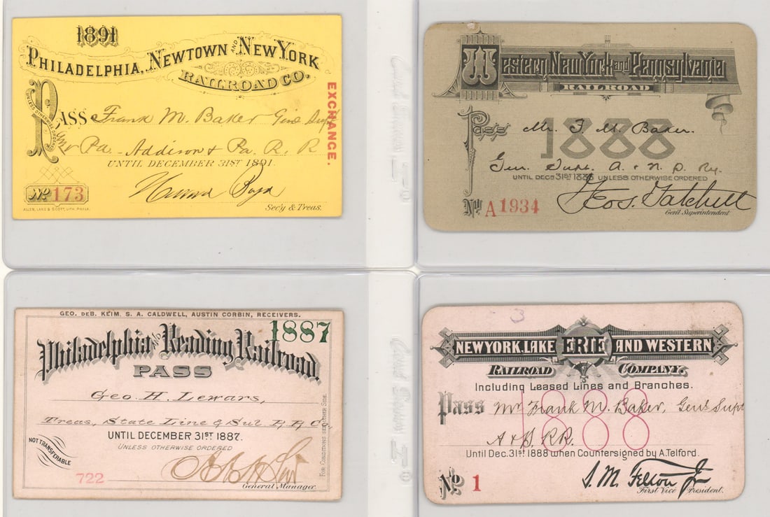 [New York, Philadelphia] 1887-1891 Passes (1 of 9)