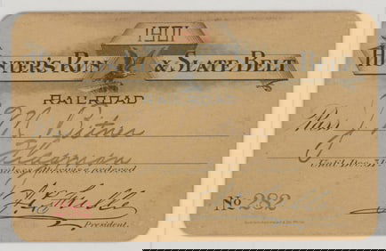 1901 Hunter's Run & Slate Belt Railroad Pass