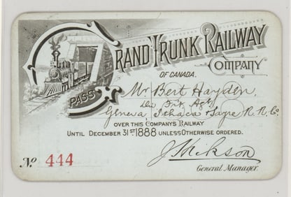 1888 Grand Trunk Railway Pass