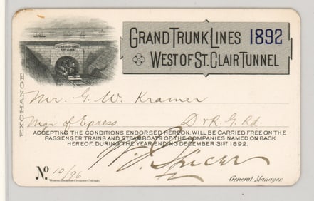 1892 Grand Trunk Lines Pass