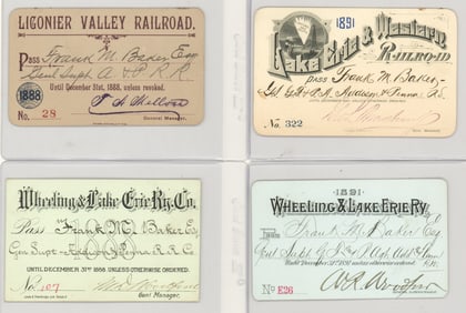 (4) 19th Century Railroad Passes 1888-1891