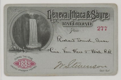 1885 Geneva Ithaca & Sayre Railroad Pass