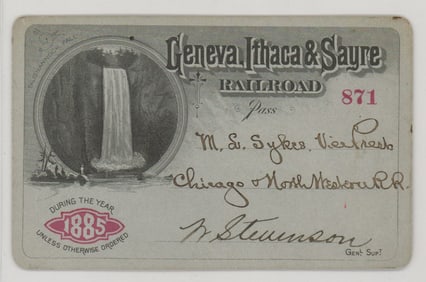 1885 Geneva Ithaca & Sayre Railroad Pass