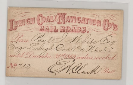 1869 Lehigh Coal and Navigation Co. Pass