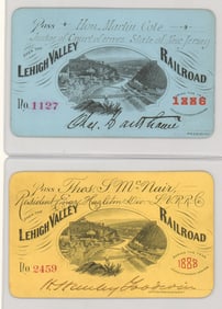 1886 & 1888 Lehigh Valley Railroad Passes