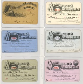 Williamsport & North Branch Railroad Passes (6)