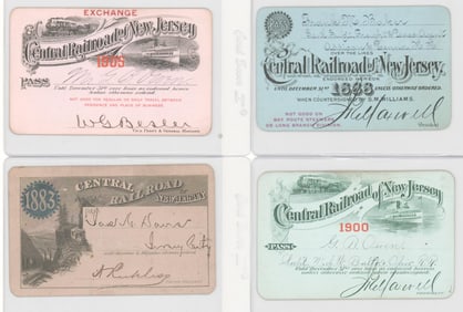 Central Railroad of New Jersey Railroad Passes (4)