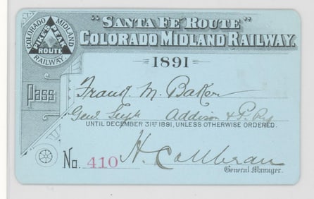 "Santa Fe Route" Colorado Midland Railway Pass