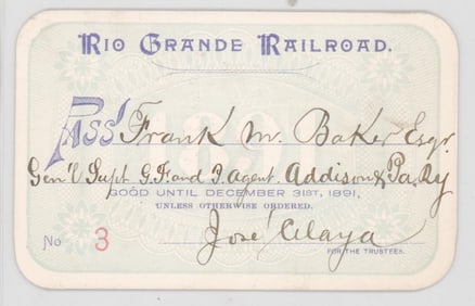 1891 Rio Grande Railroad Pass