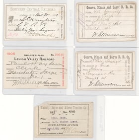 (5) Assorted Antique Railroad Passes