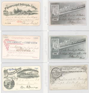1888-1895 American Railroad Passes (6): 1888-1895 American Railroad Passes (6). Mixed condition. No creases. Provenance: Pennsylvania Private Collection. The absence of a condition report does not imply that the lot is in perfect condition